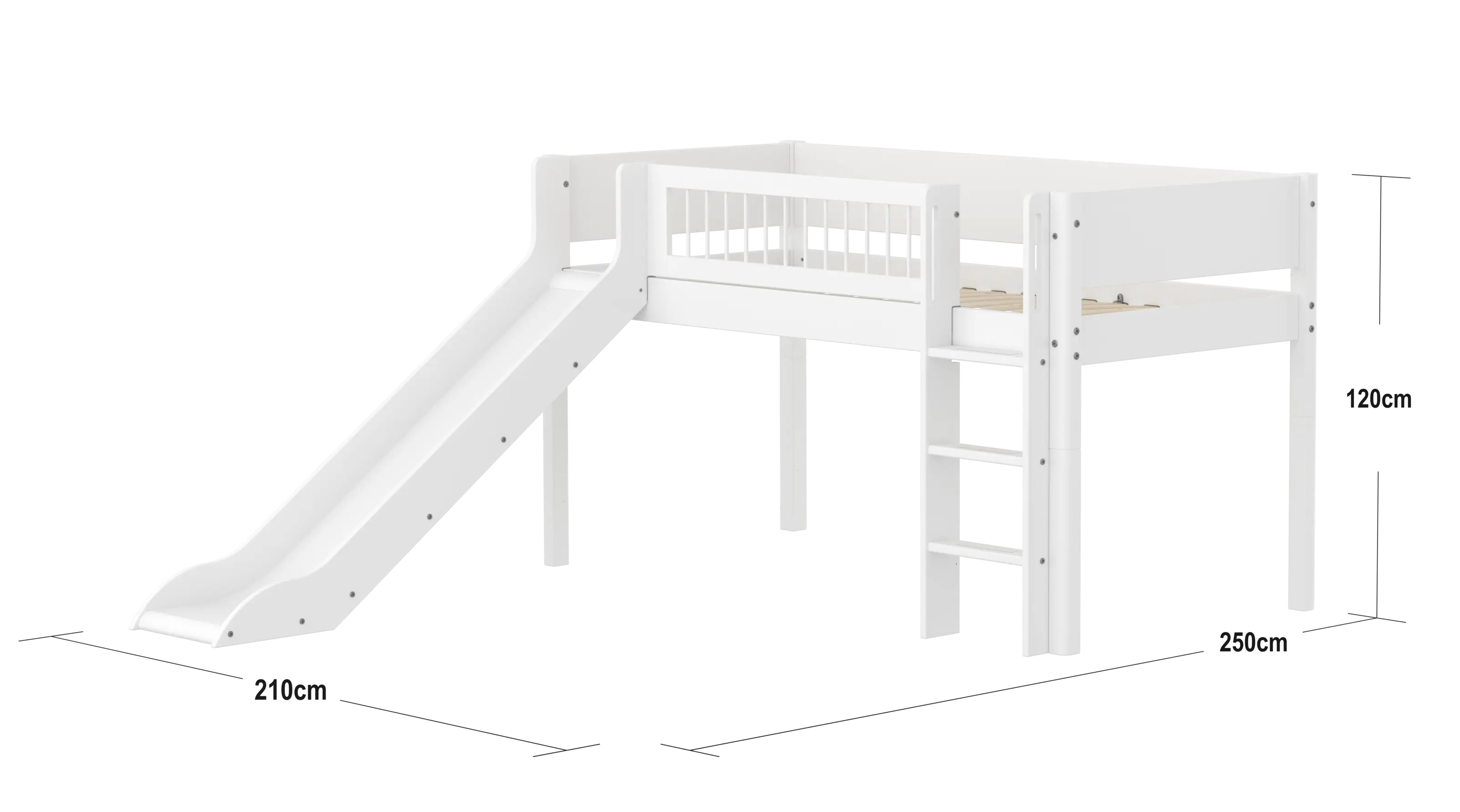 flexa-white-spielbett-120-cm-90x200-cm-wei-mit-rutsche-leiter-und-absturzsicheru-2 image 4
