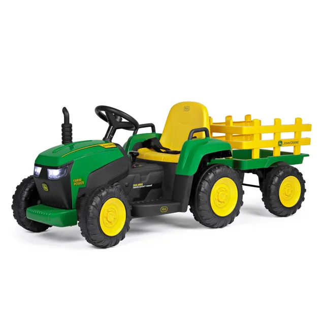 peg-perego-john-deere-farm-power-elektrotraktor-mit-anh-nger-und-funksteuerung image 1