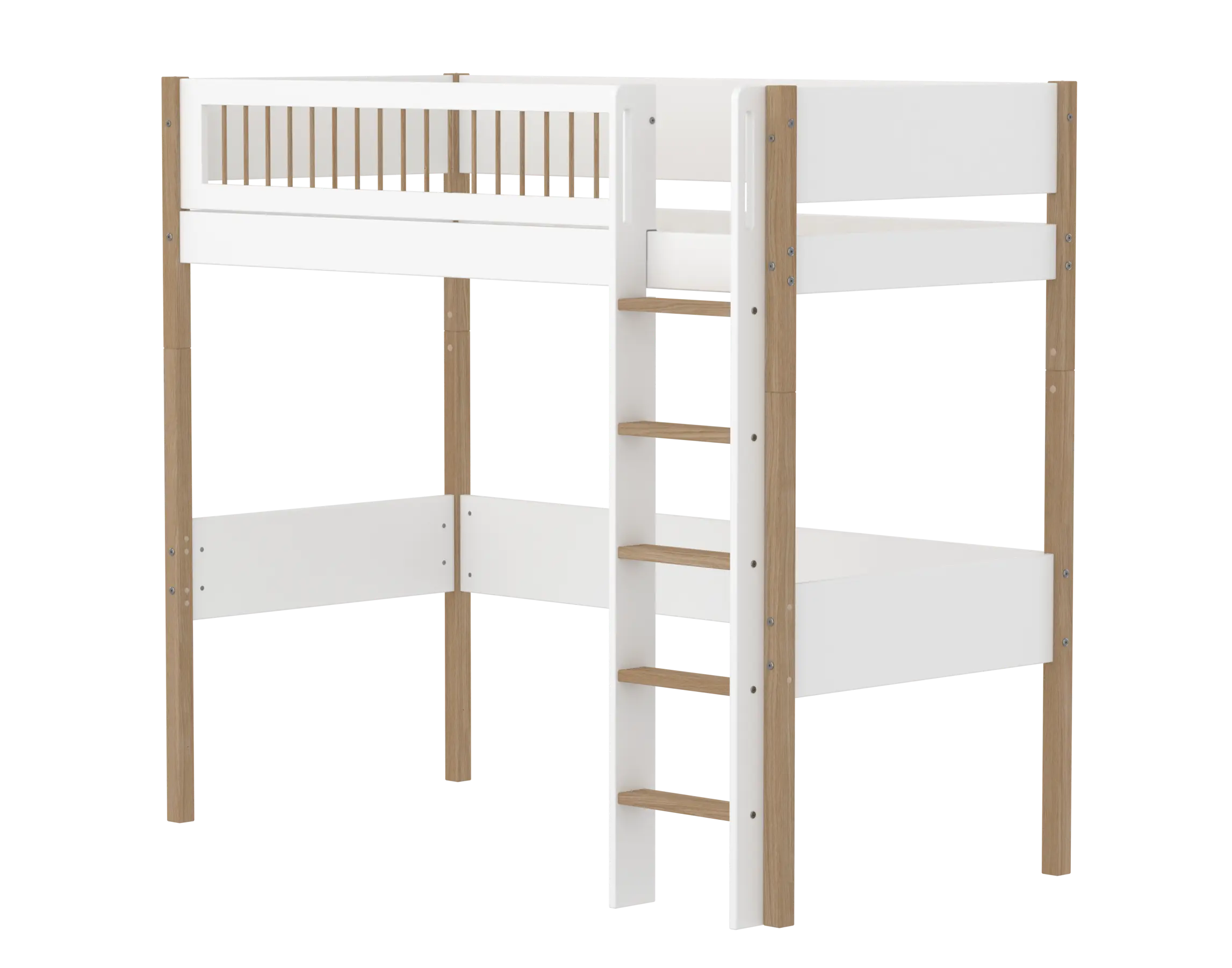 flexa-nor-hochbett-184-cm-mit-leiter-und-absturzsicherung-90x200-cm-wei-eiche image 1