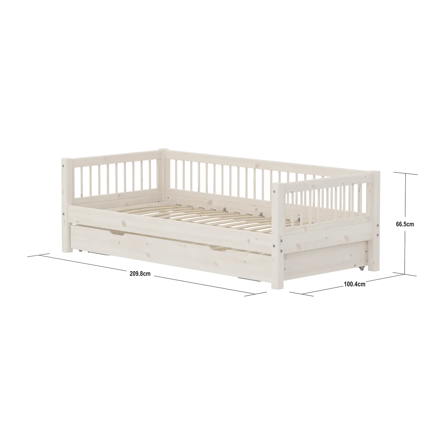 flexa-classic-einzelbett-90x200-cm-mit-ausziehbett-90x190-cm-und-crossbars-wei image 4