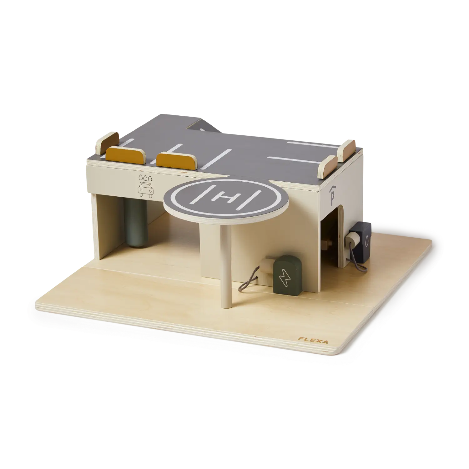 flexa-play-parkhaus-aus-holz-mit-hubschrauberlandeplatz image 1