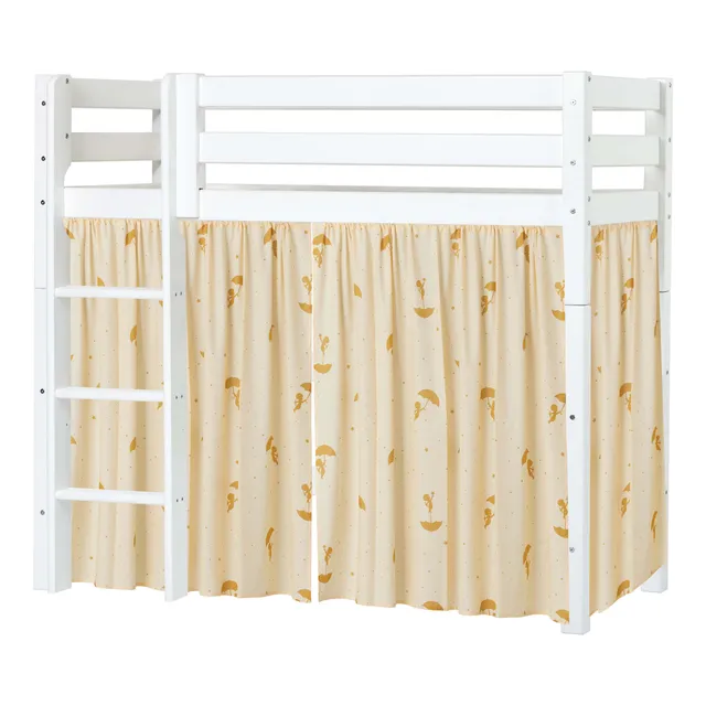 hoppekids-eco-luxury-mittelhohes-bett-mit-gelbem-ole-lukoie-bettvorhang image 1
