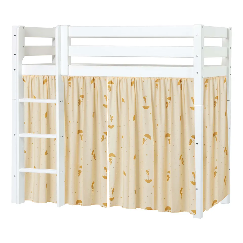 hoppekids-eco-luxury-mittelhohes-bett-mit-gelbem-ole-lukoie-bettvorhang image 1