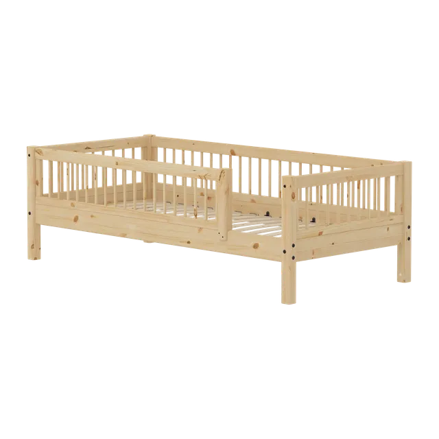 flexa-classic-raw-einzelbett-90x200-cm-kiefernholz-mit-absturzsicherung-querstre image 1