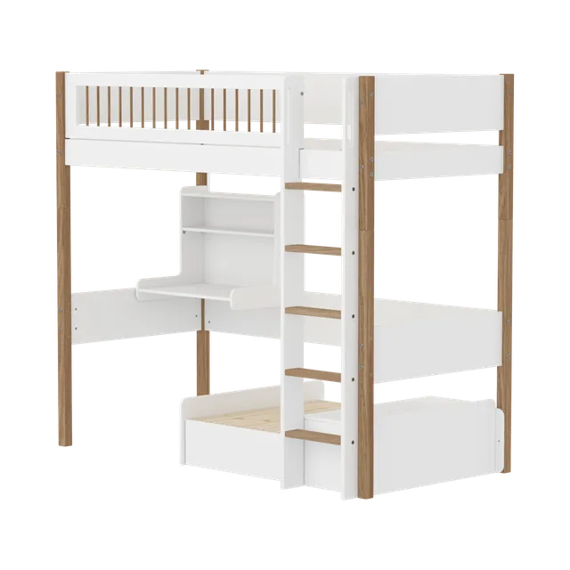 flexa-nor-casa-hochbett-184-cm-mit-sofa-schreibtisch-und-leiter-90x200-cm-wei-ei image 1