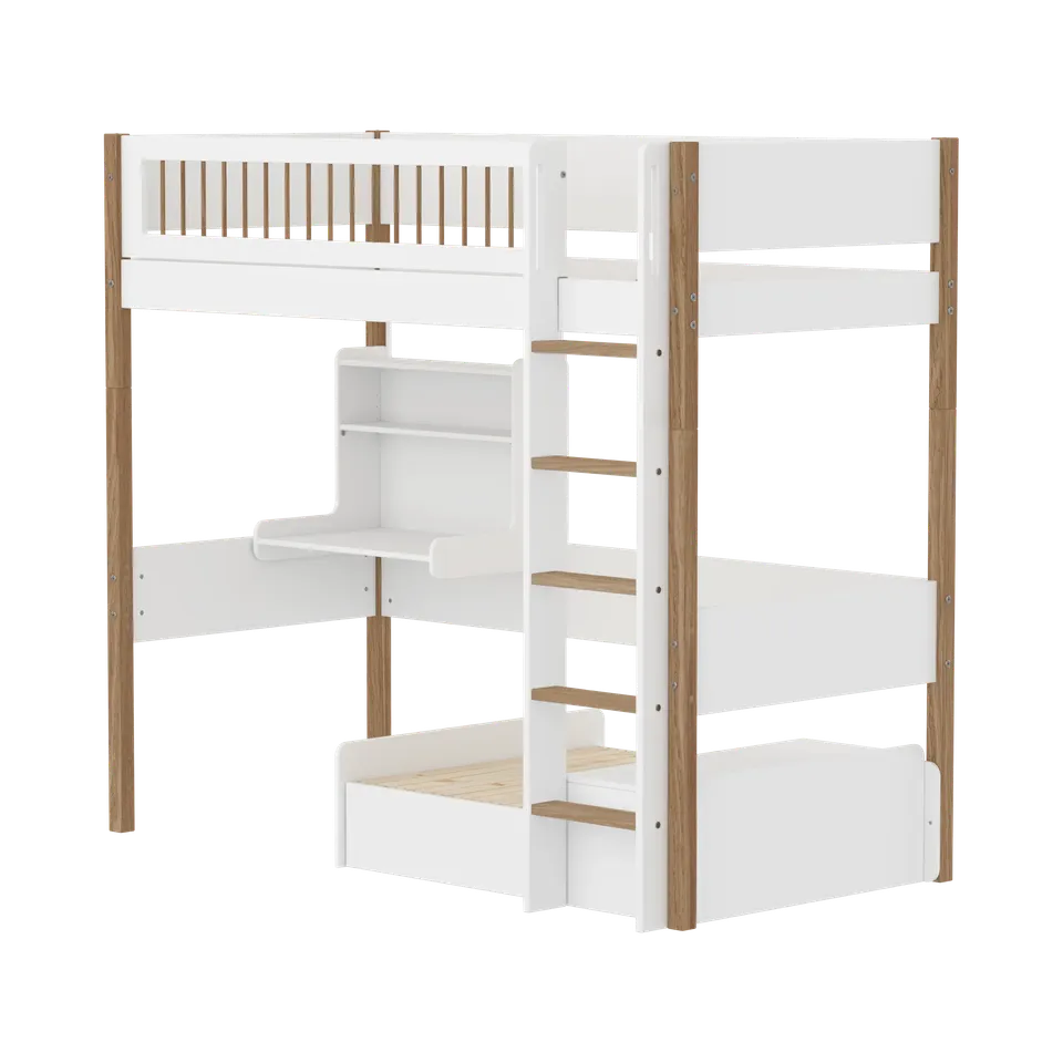flexa-nor-casa-hochbett-184-cm-mit-sofa-schreibtisch-und-leiter-90x200-cm-wei-ei image 1