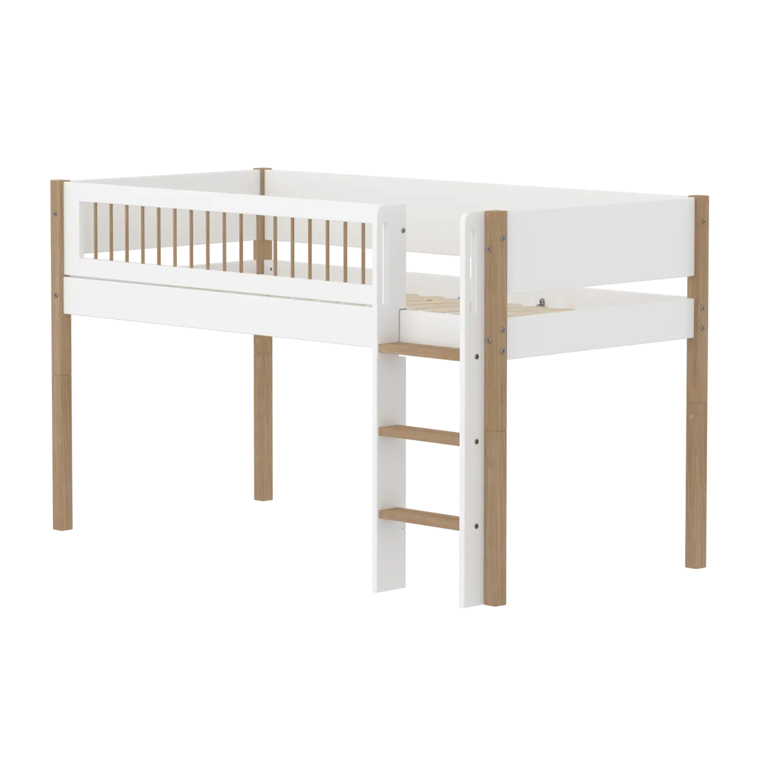 flexa-nor-spielbett-120-cm-mit-leiter-und-absturzsicherung-90x200-cm-wei-eiche-2 image 1