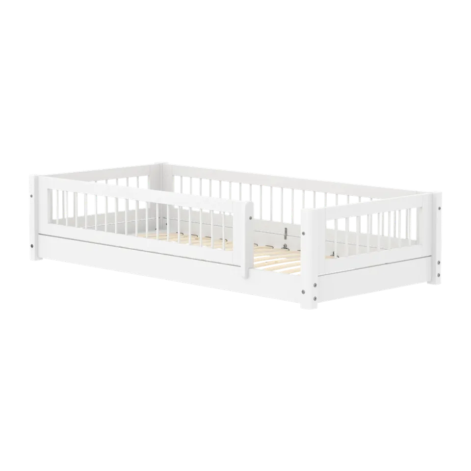 flexa-white-montessori-bett-90x200-cm-mit-crossbars-und-absturzsicherung-wei image 1