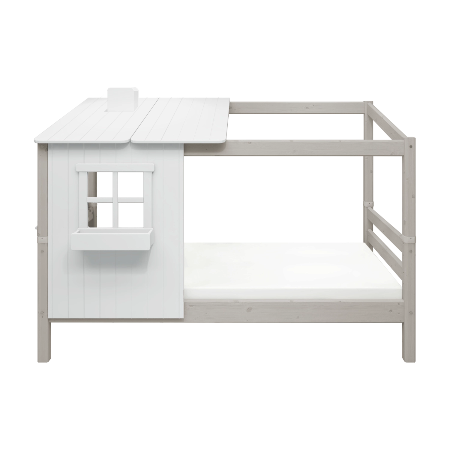 flexa-classic-spielbett-mit-1-2-haus-90x200-cm-wei-grau image 7