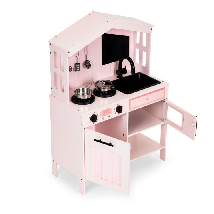 meowbaby-montessori-holzspielk-che-mit-zubeh-r-rosa image 2