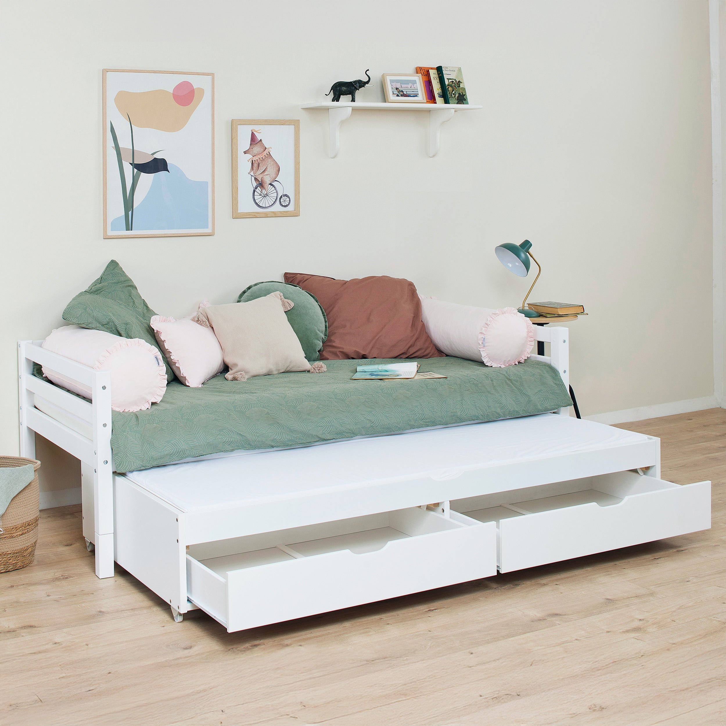 hoppekids-eco-dream-einzelbett-90x200-mit-ausziehbett-und-schubladen image 8