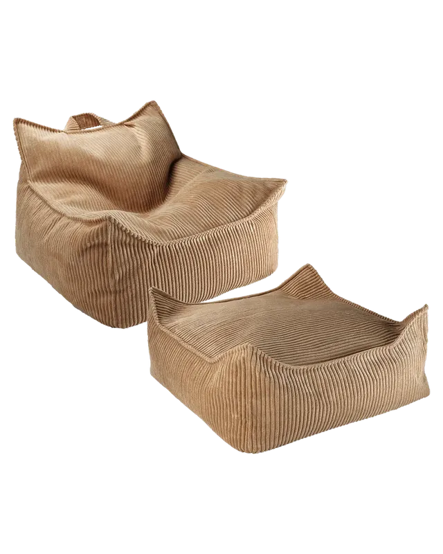 wigiwama-toffee-sitzsack-hocker-set-cord-beanbag-mit-square-ottoman image 1
