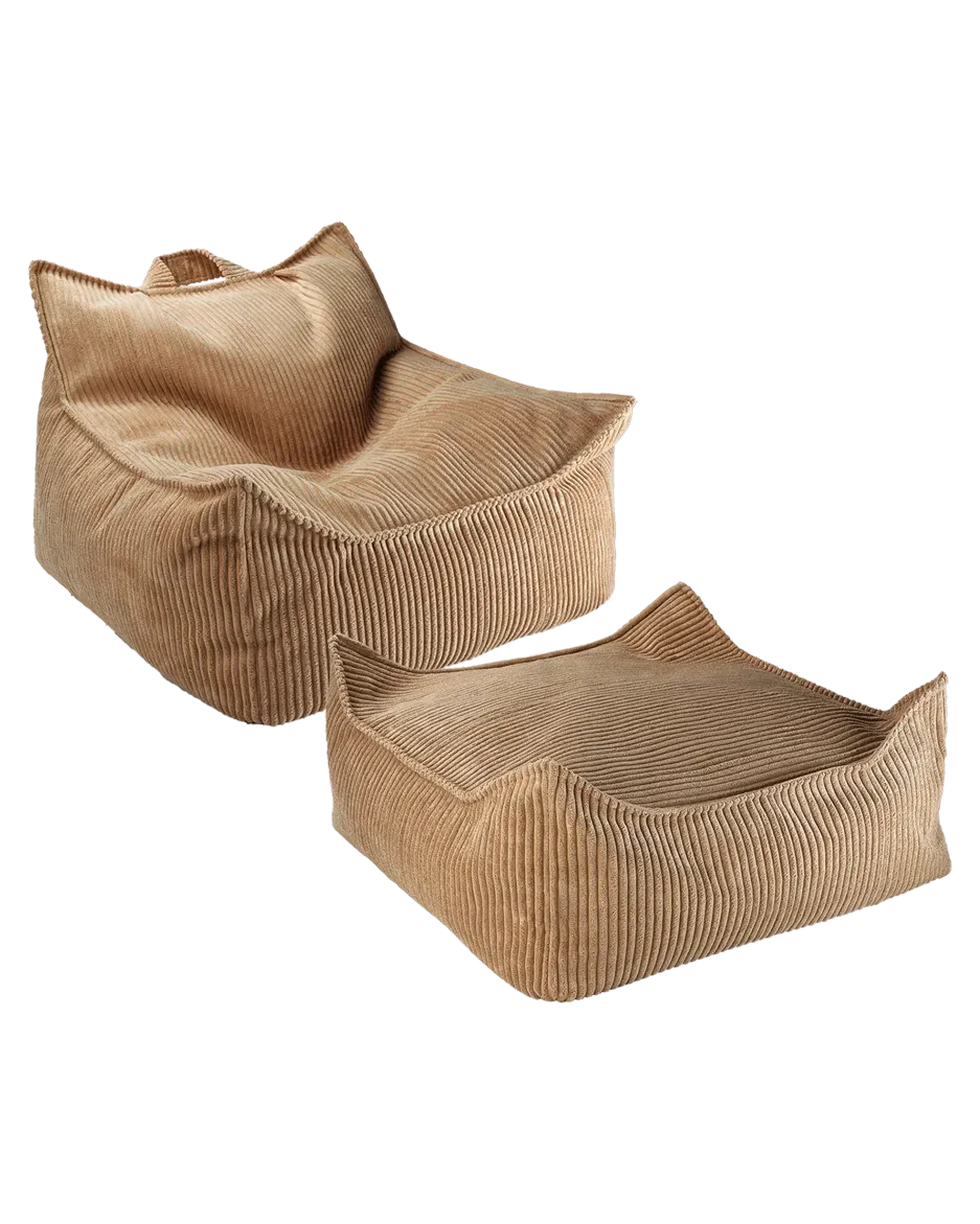 wigiwama-toffee-sitzsack-hocker-set-cord-beanbag-mit-square-ottoman image 1