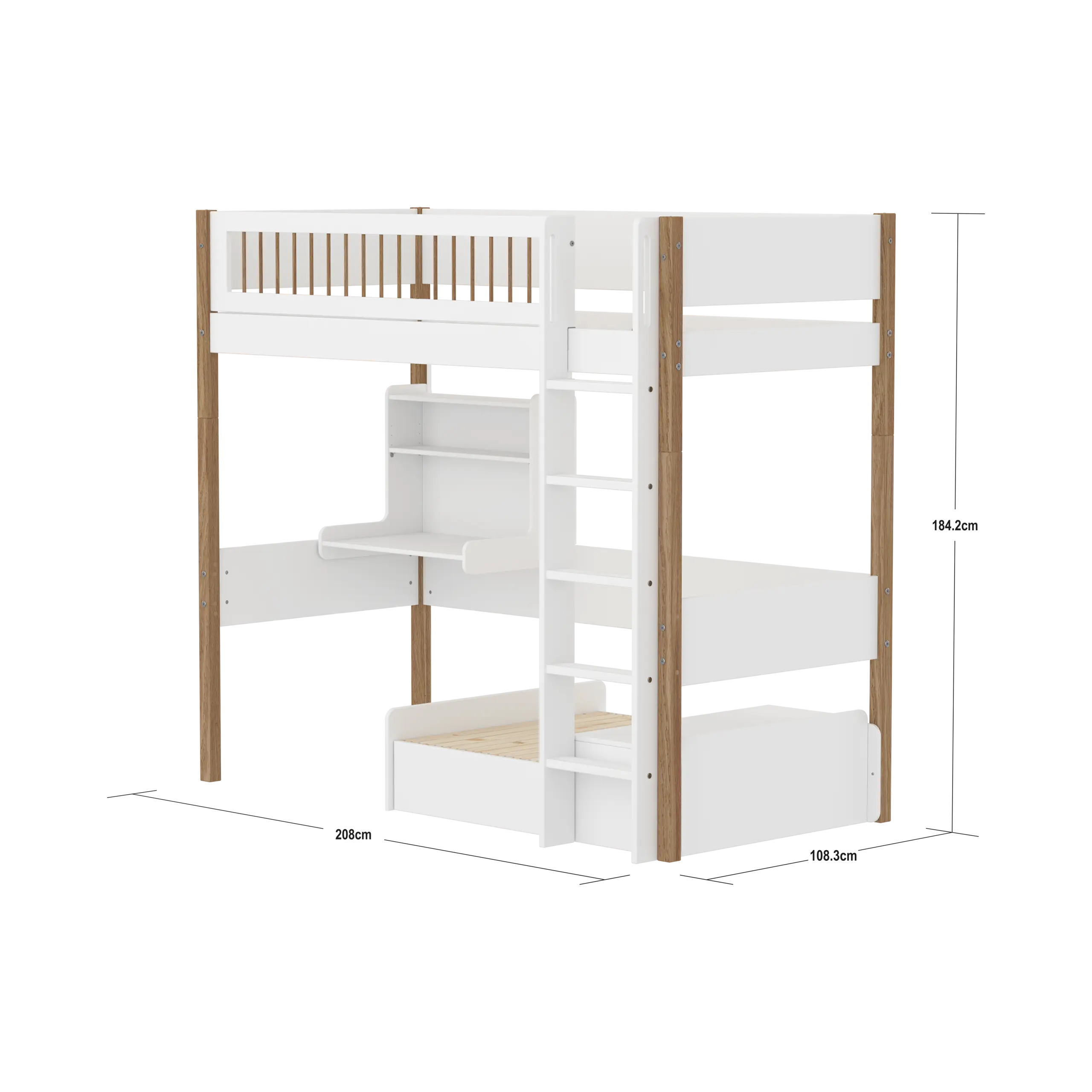 flexa-nor-casa-hochbett-184-cm-mit-sofa-schreibtisch-und-leiter-90x200-cm-wei-ei image 4