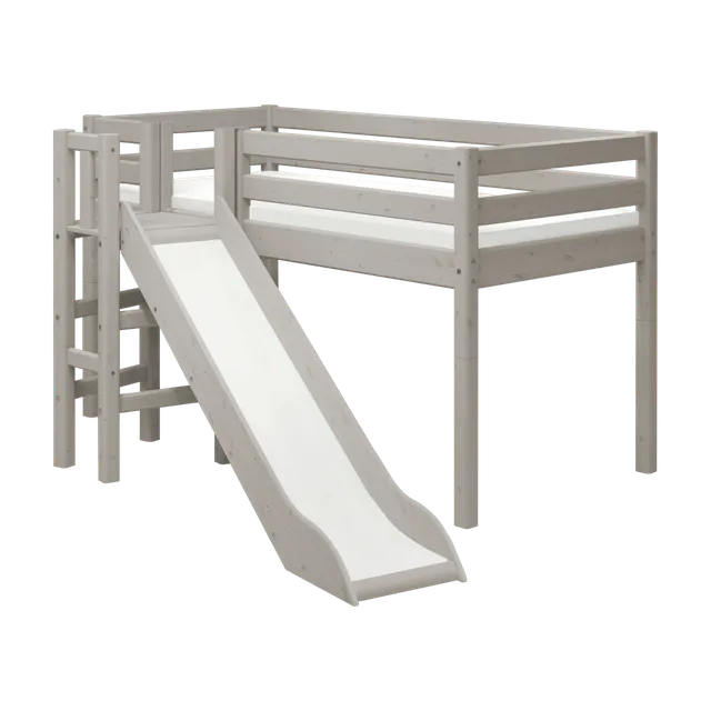 flexa-classic-spielbett-120-cm-90x200-cm-mit-rutsche-und-absturzsicherung-grau image 1