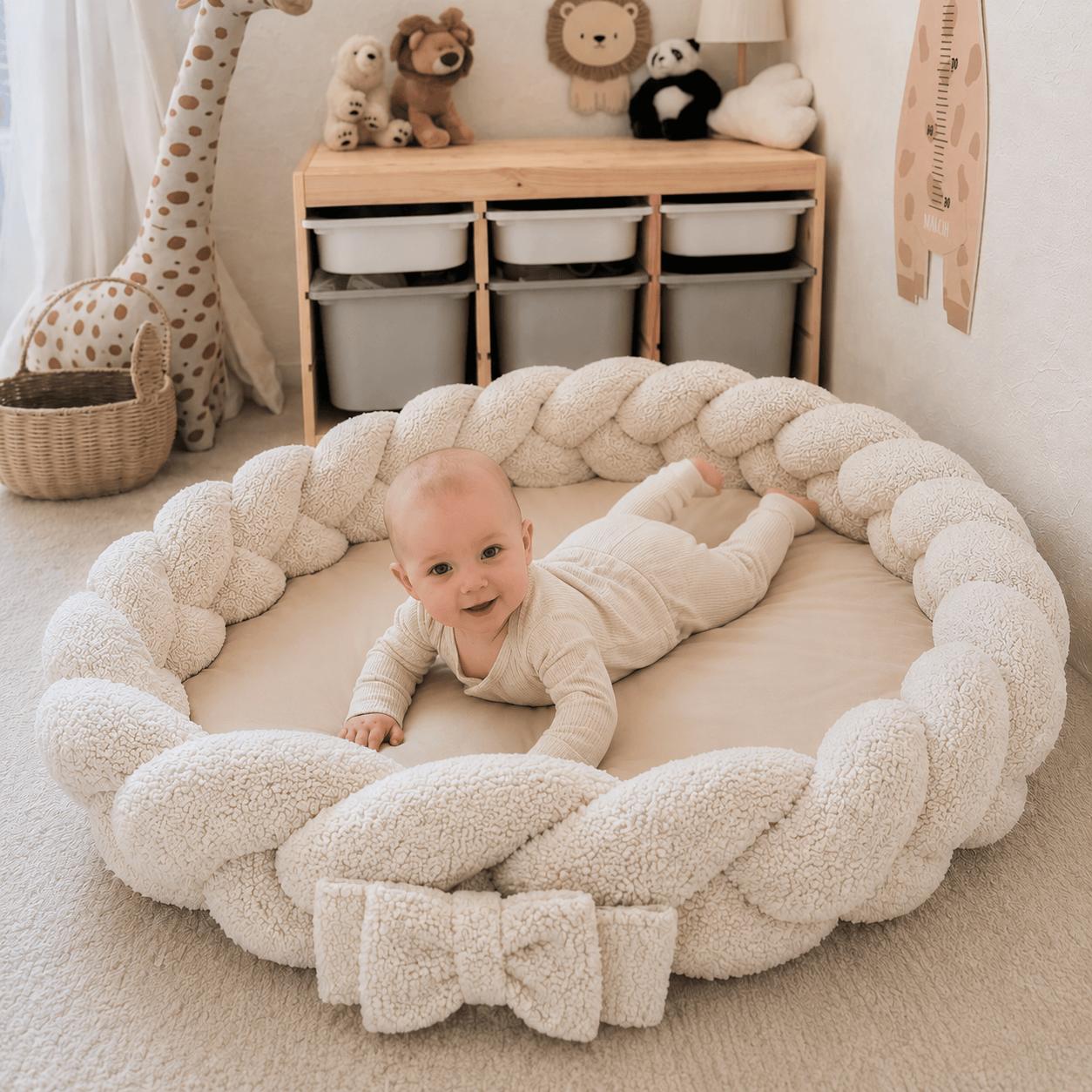 meowbaby-babynestchen-bearly-mit-spielmatte-bettumrandung-schleife image 1