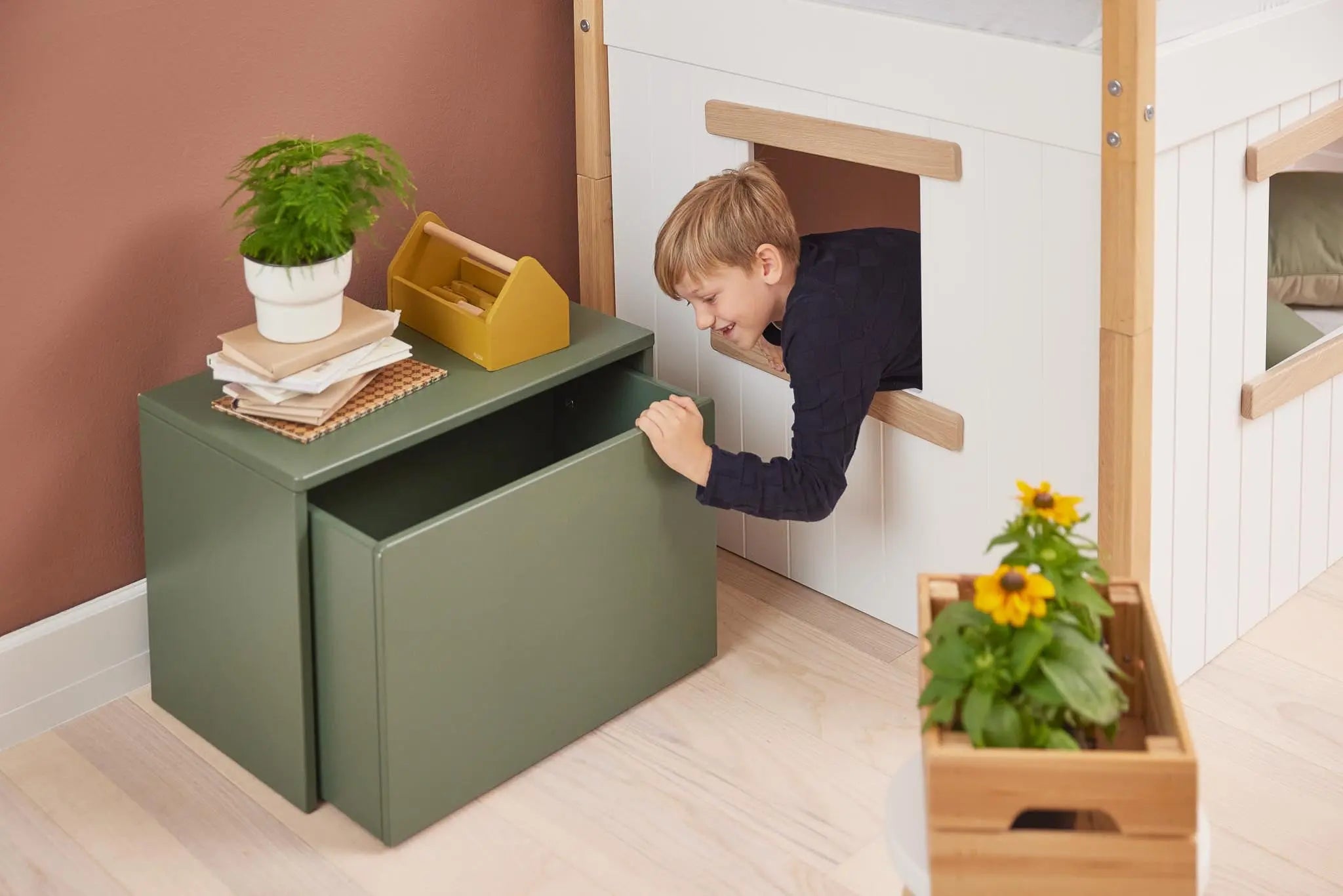 flexa-nor-spielbett-120-cm-baumhaus-mit-schr-gleiter-90x200-cm-wei-eiche image 2