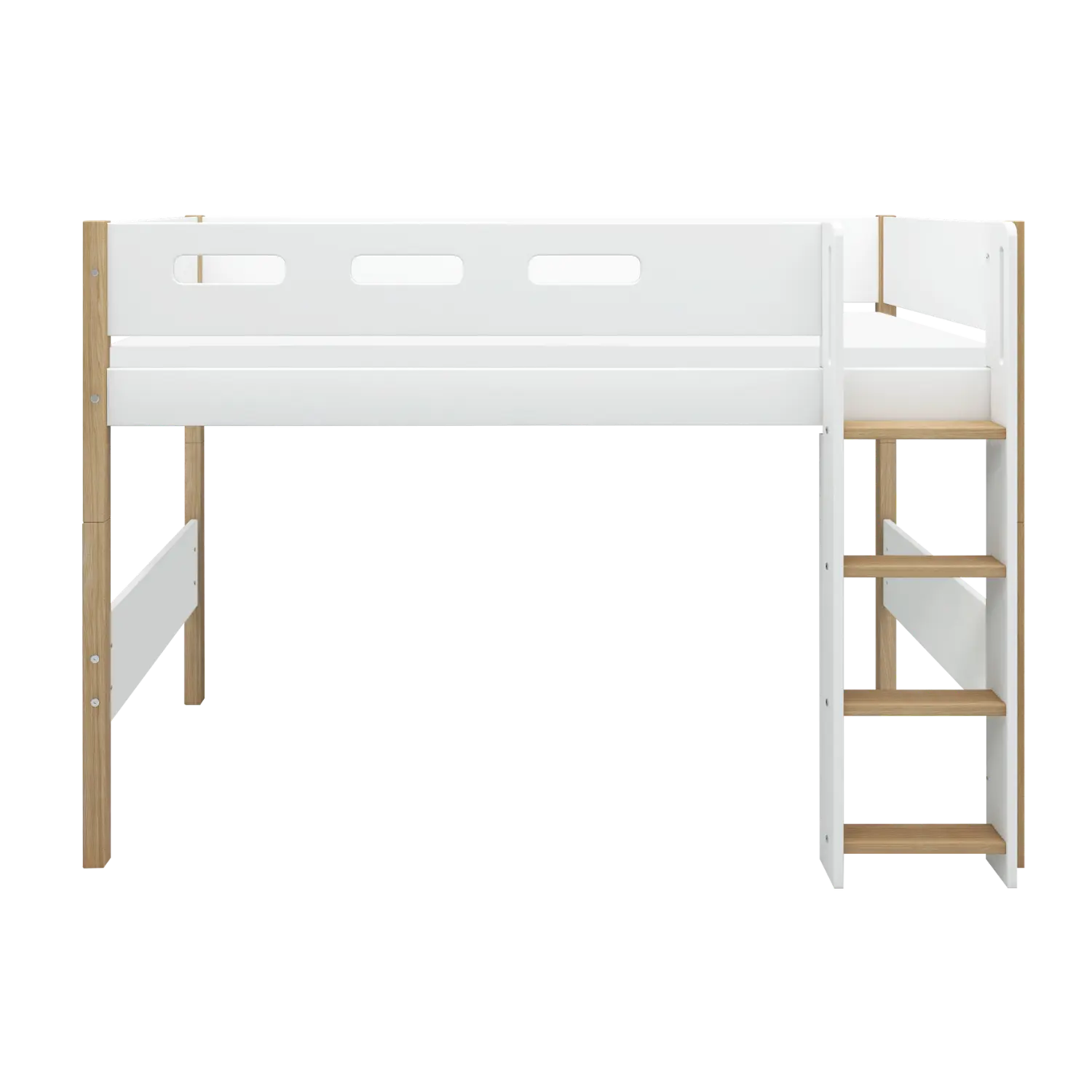 flexa-nor-hochbett-143-cm-halbhoch-mit-gerader-leiter-und-absturzsicherung-90x20 image 2