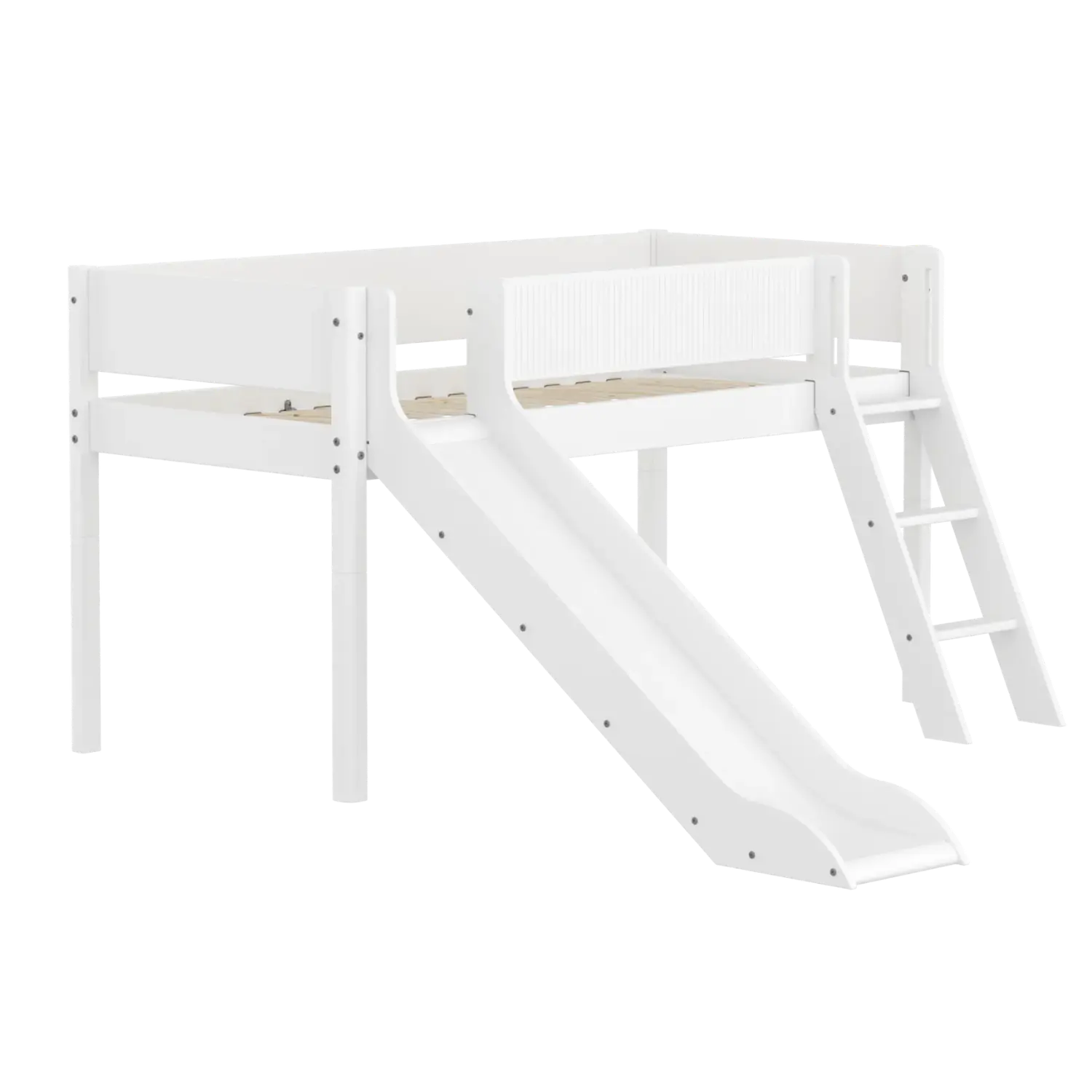flexa-white-spielbett-120-cm-mit-rutsche-leiter-und-absturzsicherung-90x200-cm-w image 3