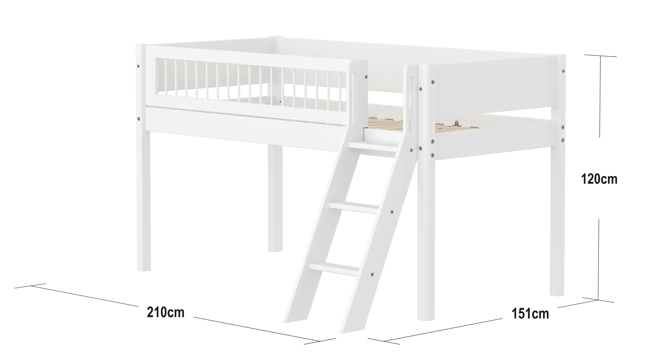 flexa-white-hochbett-120-cm-mit-leiter-und-absturzsicherung-90x200-cm-wei-2 image 4