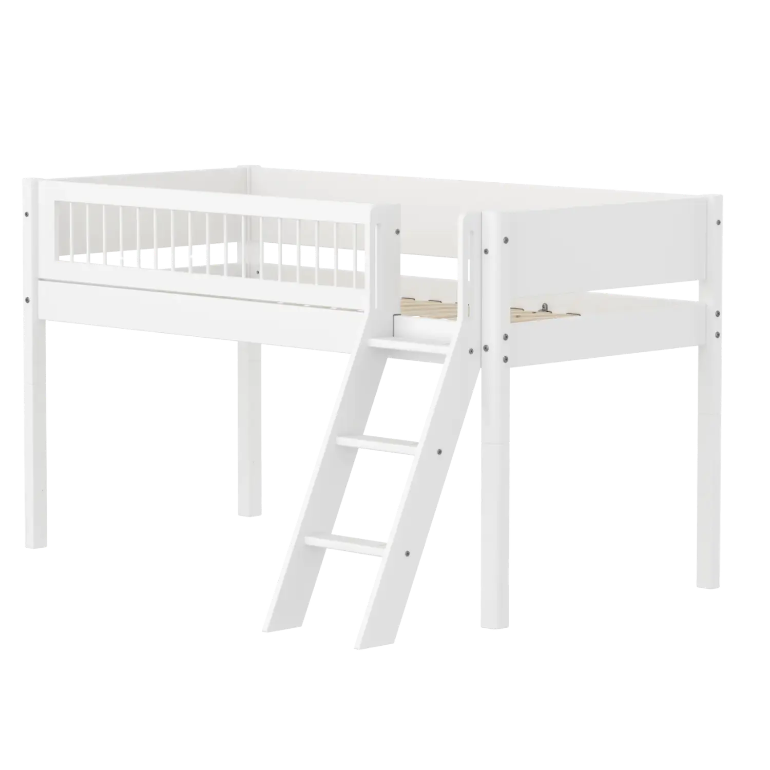 flexa-white-hochbett-120-cm-mit-leiter-und-absturzsicherung-90x200-cm-wei-2 image 1