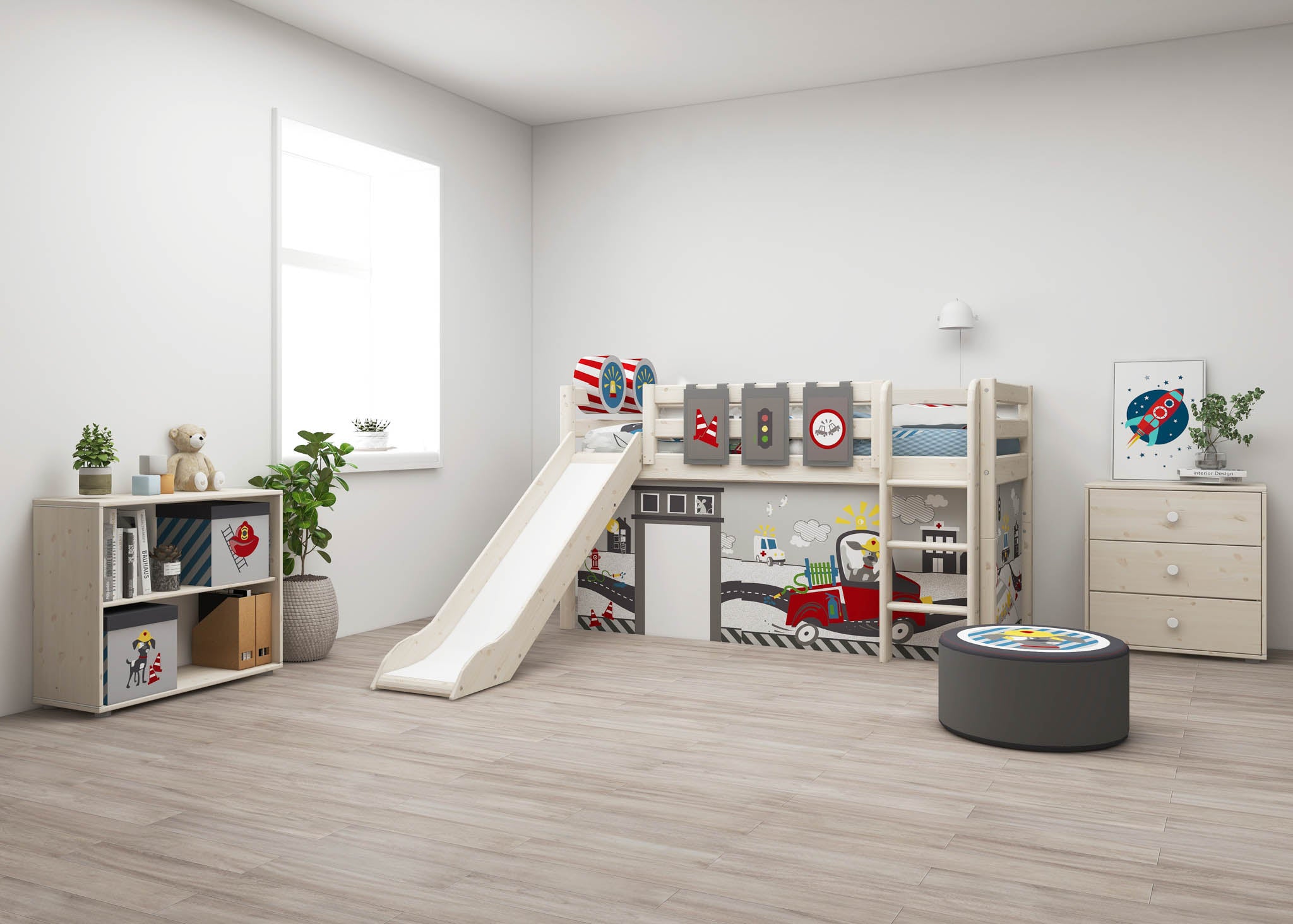 flexa-classic-spielbett-120-cm-mit-rutsche-und-gerader-leiter-90x200-cm-wei image 2