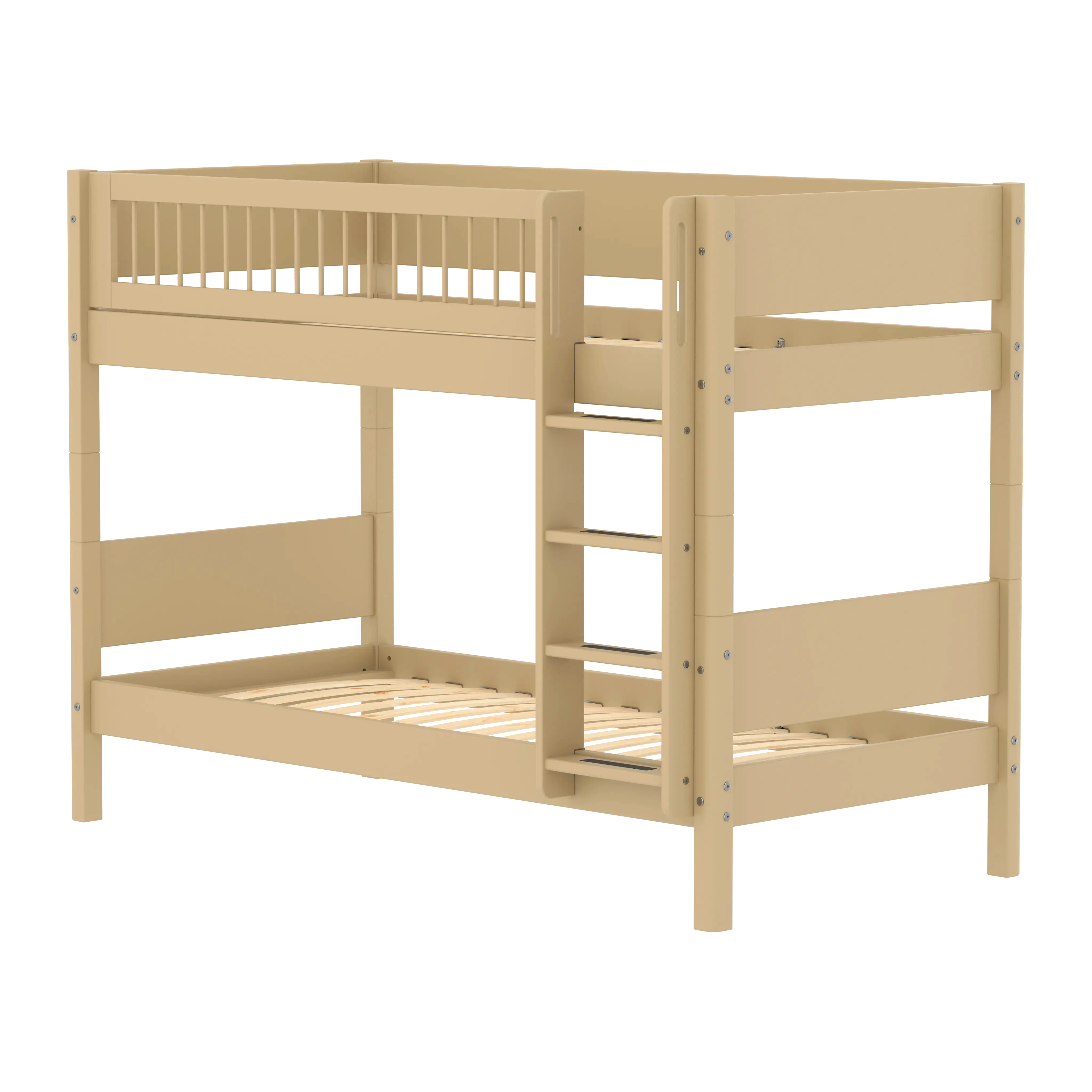 flexa-white-etagenbett-154-cm-mit-leiter-und-absturzsicherung-90x200-cm-sand image 1