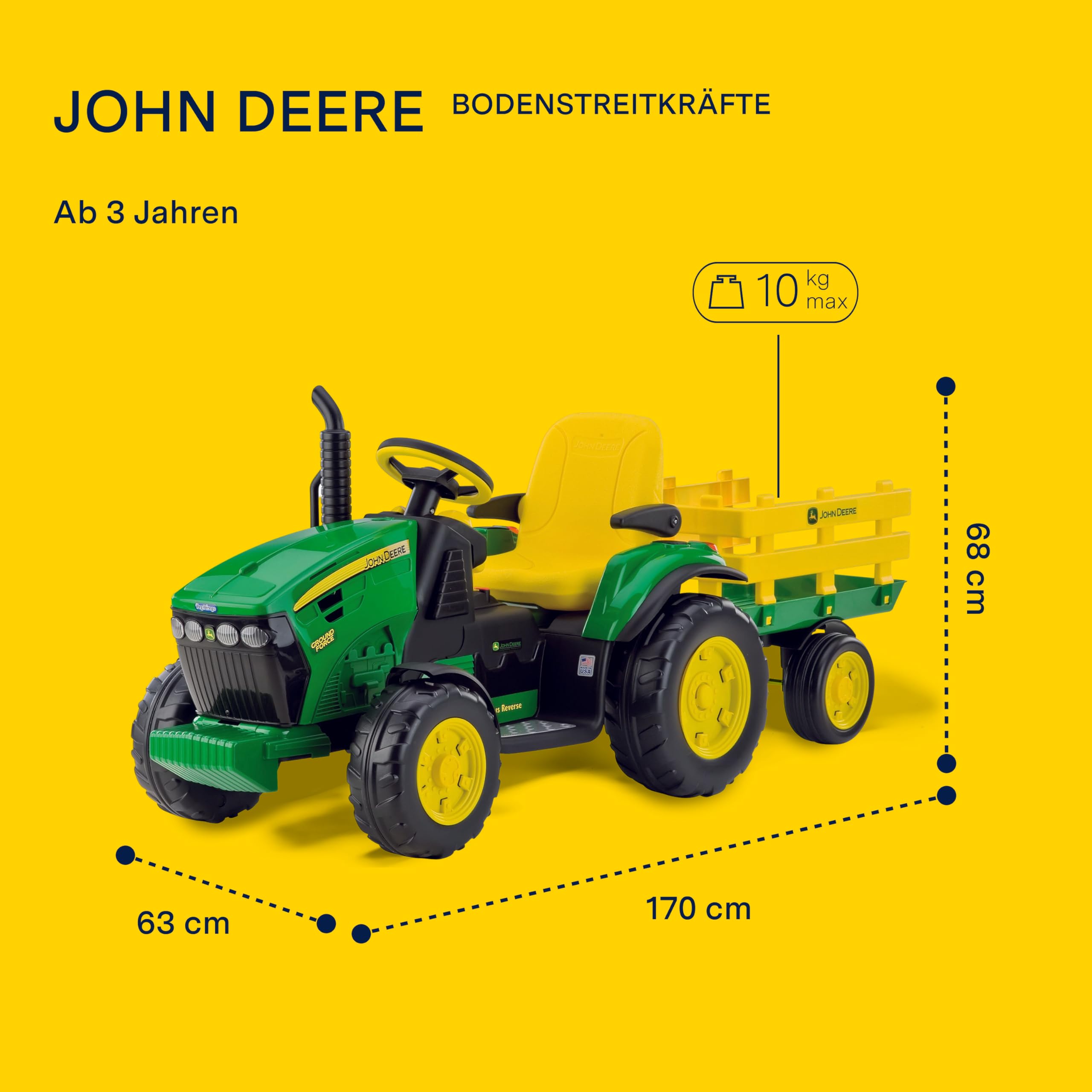 peg-perego-john-deere-ground-force-12v-igor0047-gr-n-gelb-mit-anh-nger image 3