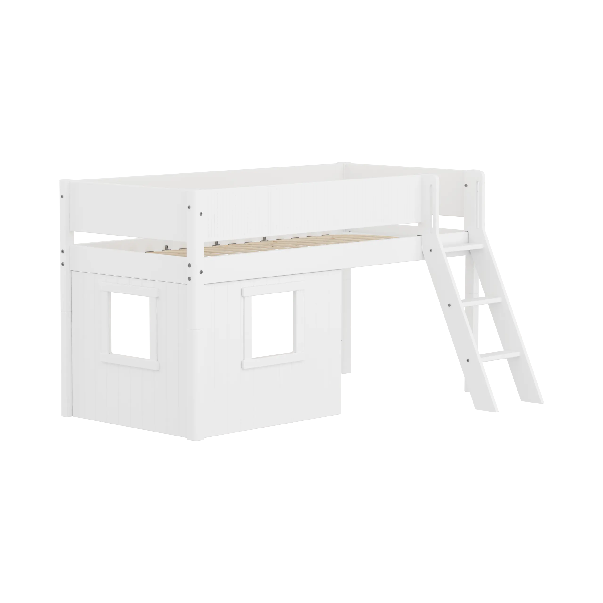 flexa-white-spielbett-120-cm-mit-baumhaus-leiter-und-absturzsicherung-90x200-cm--3 image 3