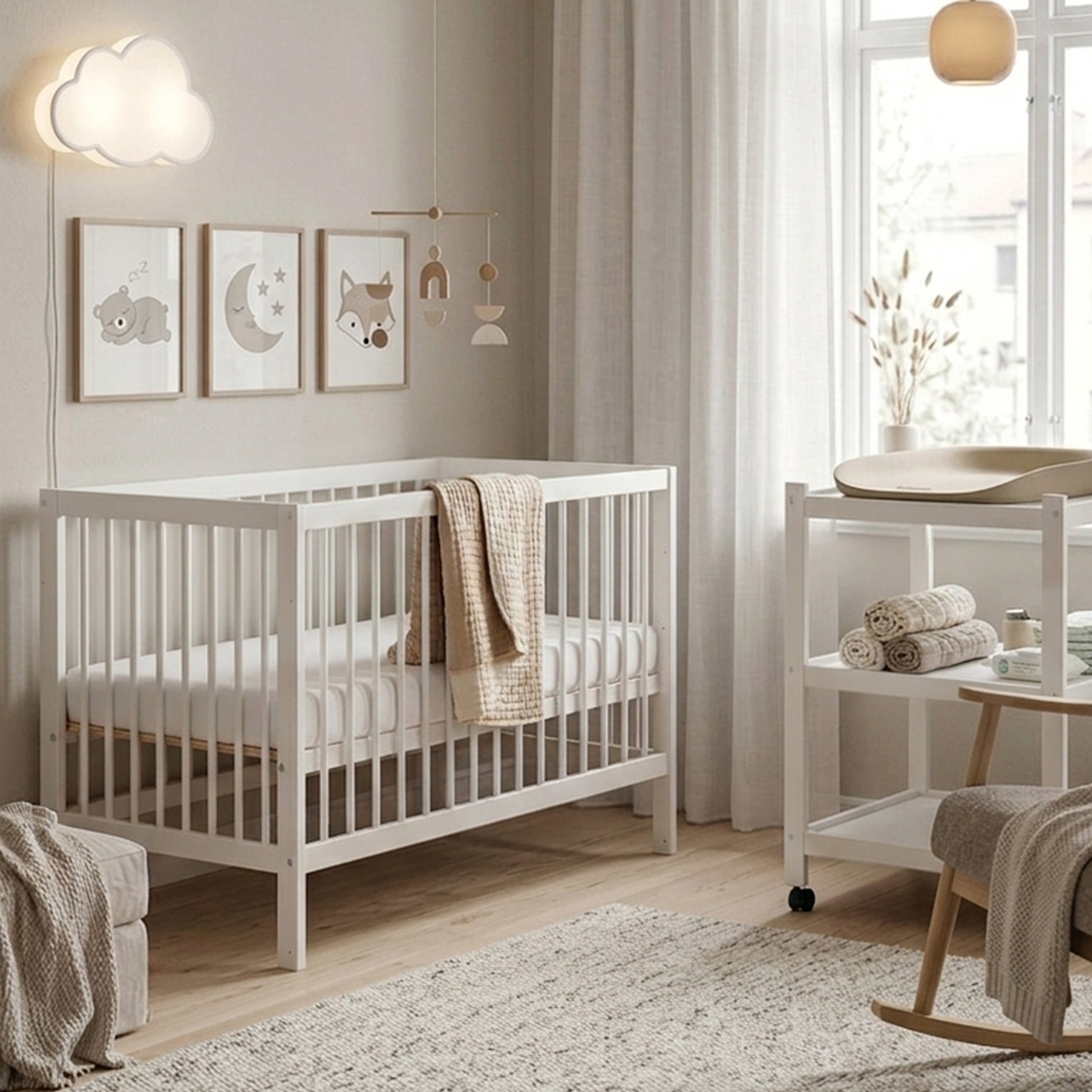 hoppekids-ida-marie-set-babybett-60x120-wickeltisch image 1