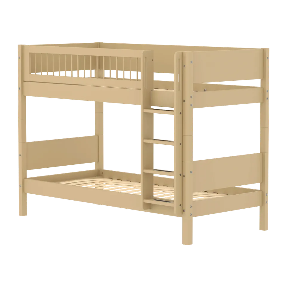 flexa-white-etagenbett-154-cm-mit-leiter-und-absturzsicherung-90x200-cm-sand image 1