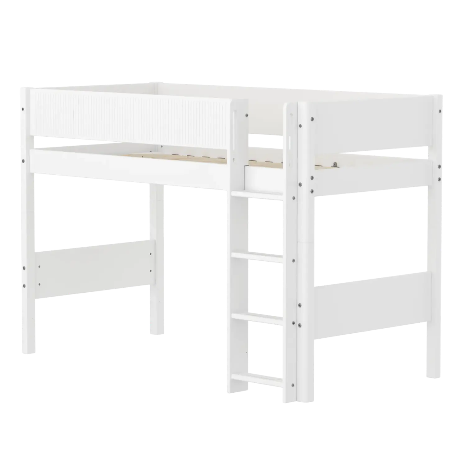 flexa-white-hochbett-143-cm-mit-gerader-leiter-und-absturzsicherung-90x200-cm-we image 1