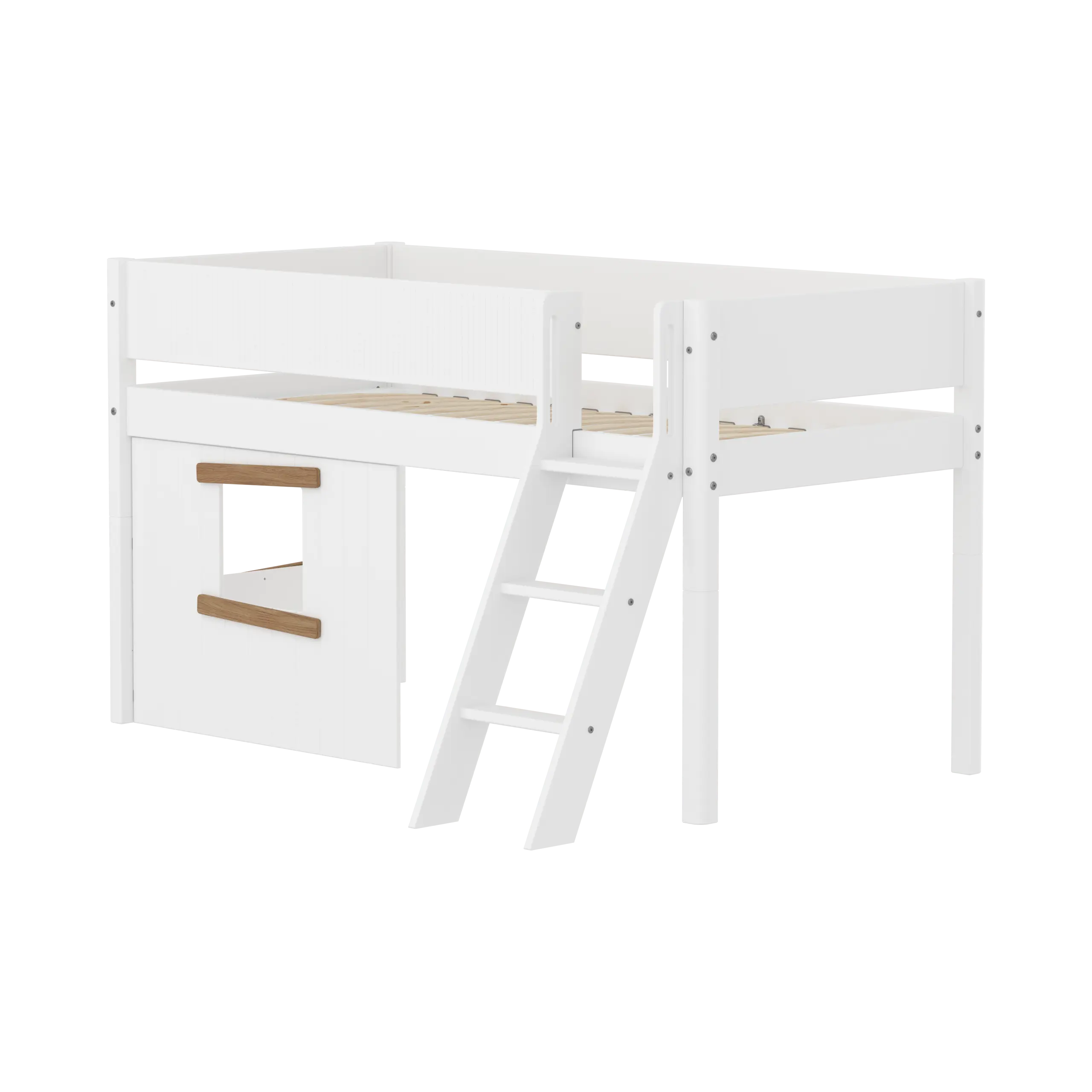 flexa-white-spielbett-baumhaus-120-cm-mit-leiter-und-absturzsicherung-90x200-cm--2 image 1