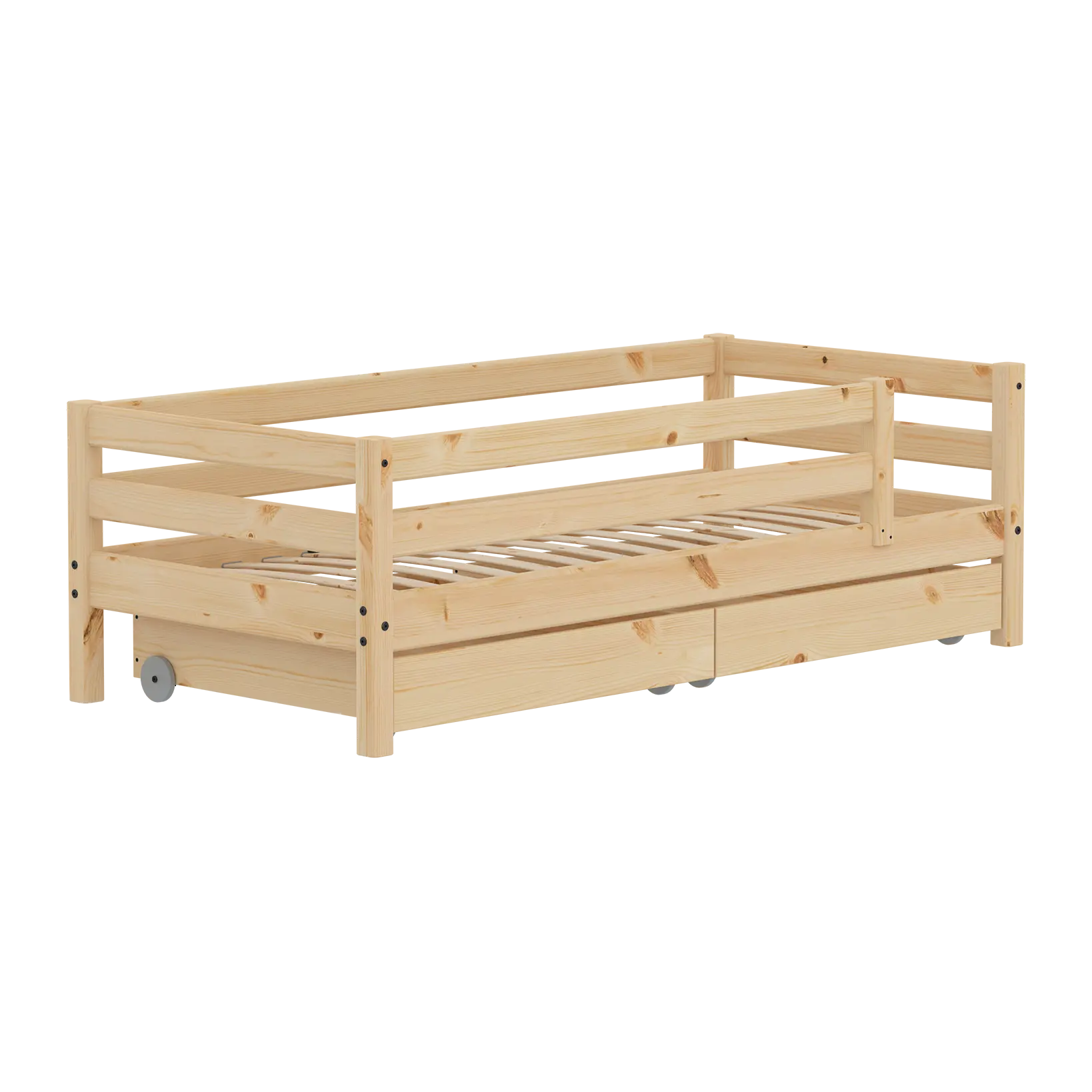 flexa-classic-raw-einzelbett-90x200-kiefernholz-mit-absturzsicherung-aufbewahrun image 3