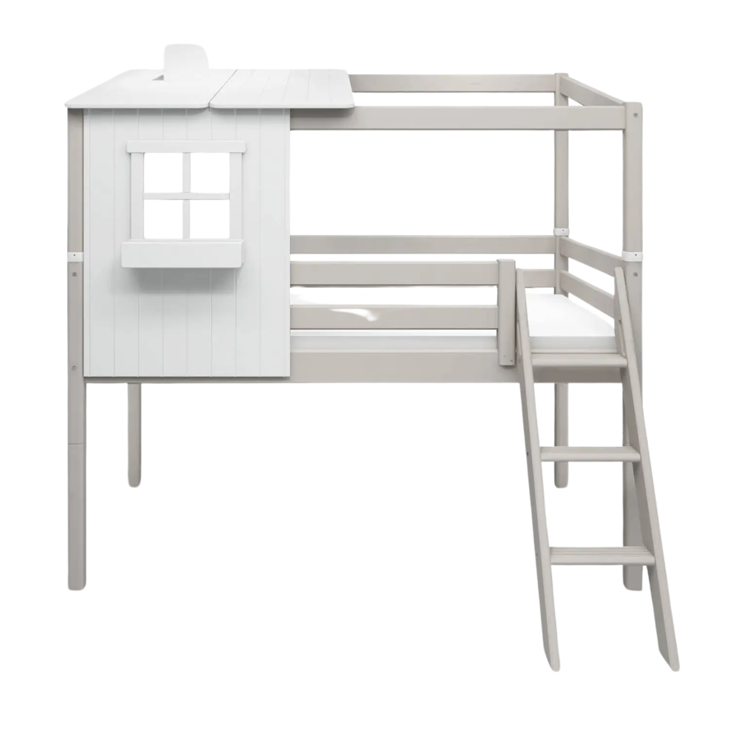 flexa-classic-spielbett-120-cm-mit-1-2-classic-haus-90x200-cm-wei-grau image 3