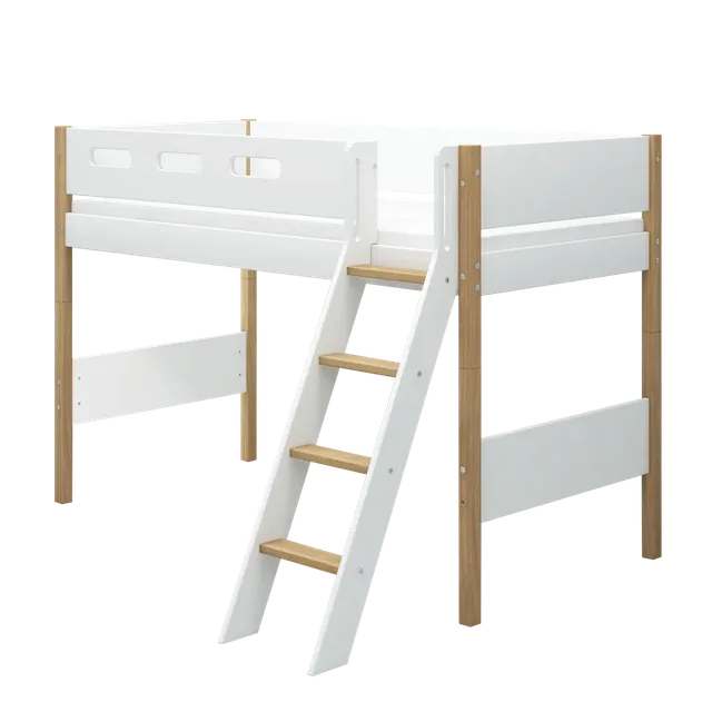 flexa-nor-hochbett-143-cm-mit-leiter-und-absturzsicherung-90x200-cm-wei-eiche image 1