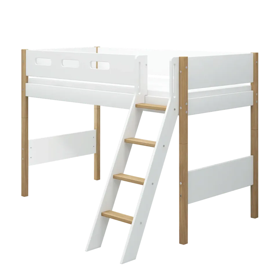 flexa-nor-hochbett-143-cm-mit-leiter-und-absturzsicherung-90x200-cm-wei-eiche image 1