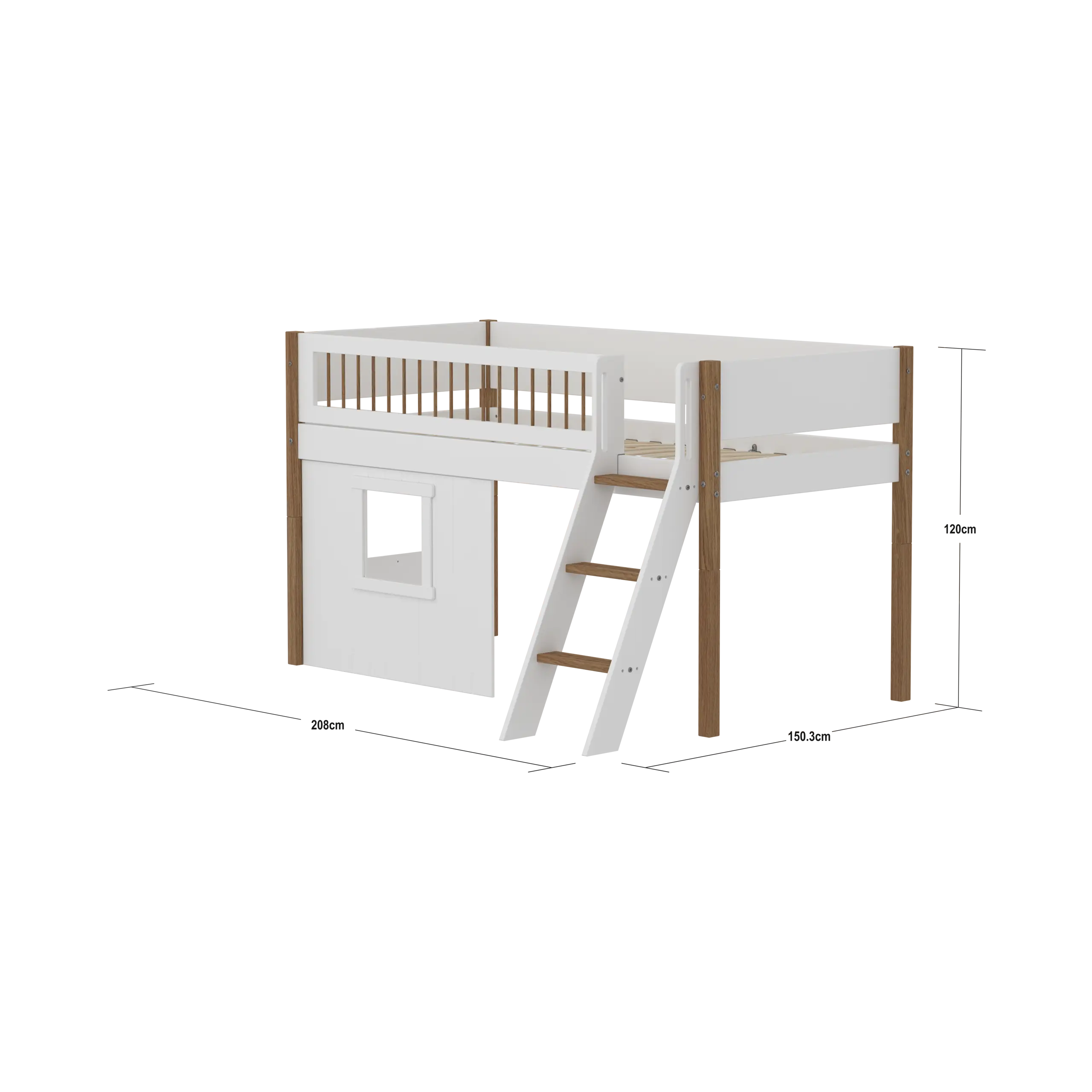 flexa-nor-spielbett-120-cm-mit-baumhaus-leiter-und-absturzsicherung-90x200-cm-we-2 image 4