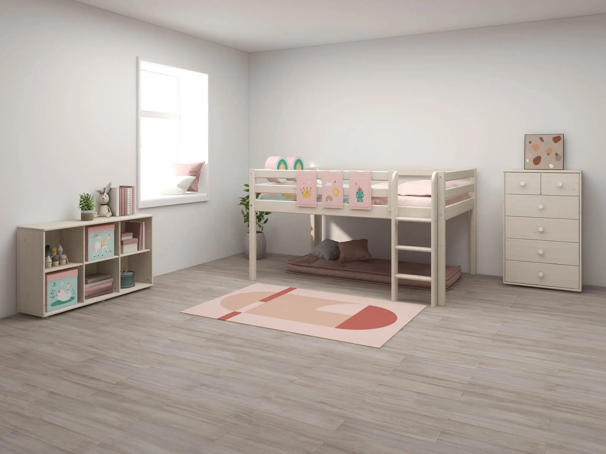 flexa-classic-hochbett-120-cm-140x200-cm-wei-mit-leiter image 5