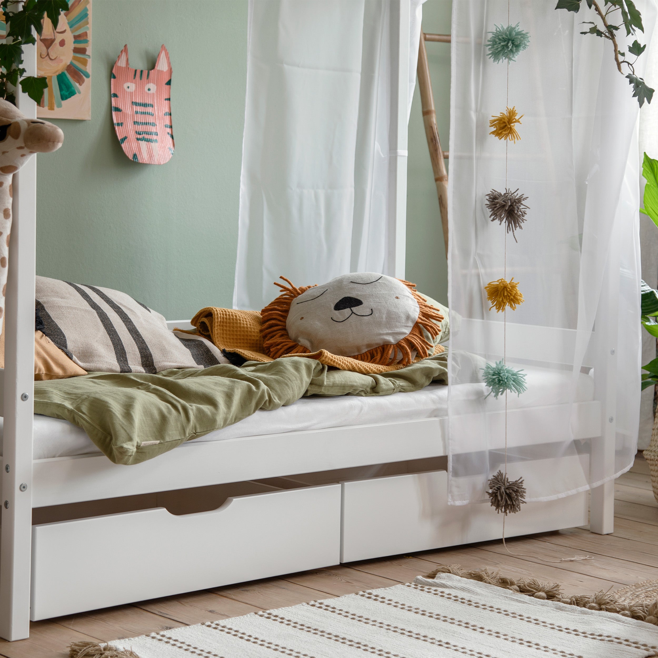 hoppekids-eco-comfort-hausbett-bettpaket-70x160-cm-wei-mit-schubladen-mermaid-hi image 3