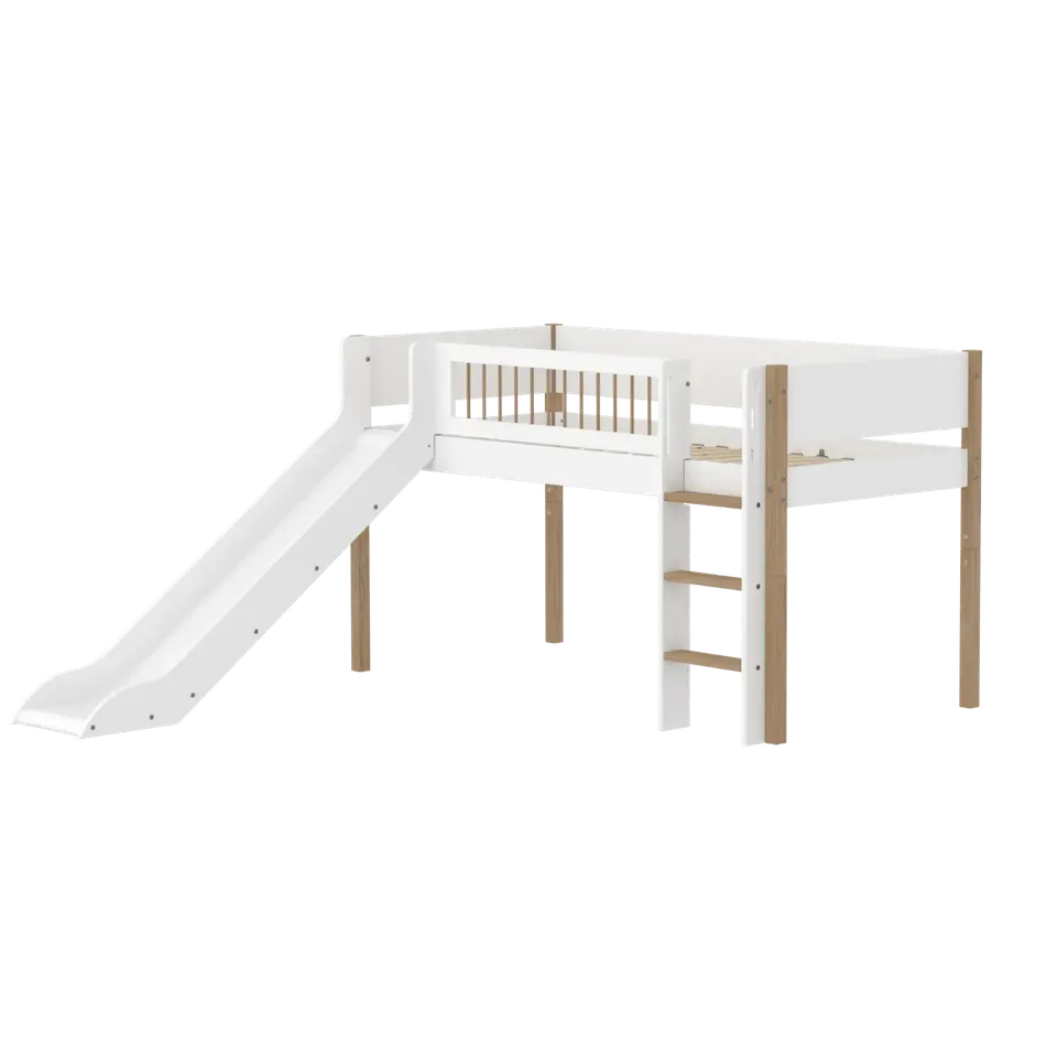 flexa-nor-spielbett-120-cm-mit-rutsche-leiter-und-absturzsicherung-90x200-cm-wei-2 image 1