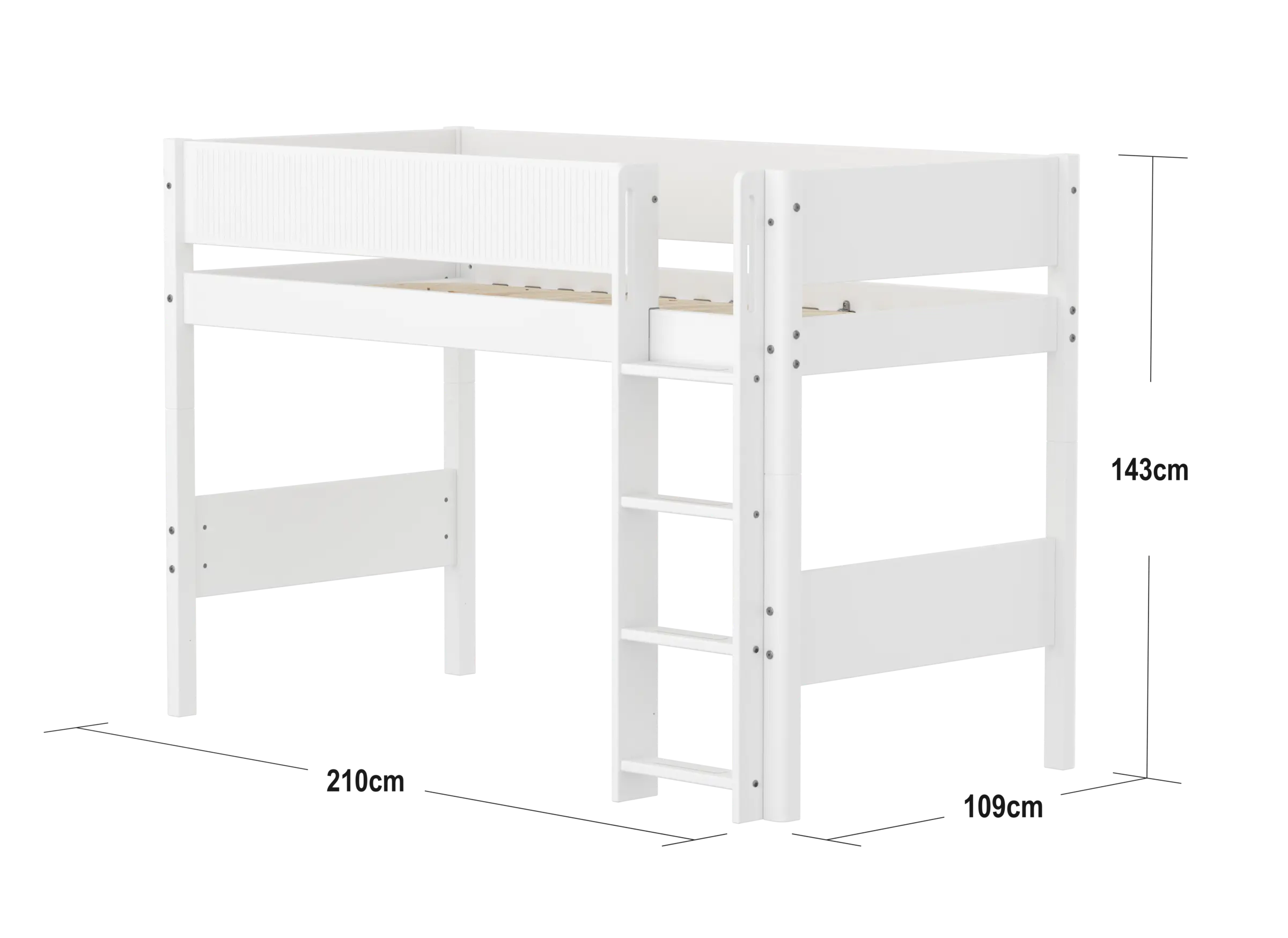 flexa-white-hochbett-143-cm-mit-gerader-leiter-und-absturzsicherung-90x200-cm-we image 4