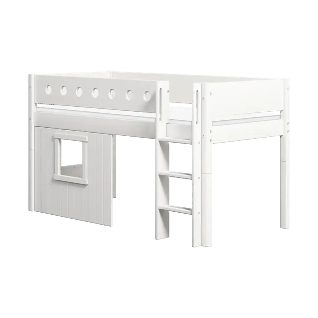 flexa-white-spielbett-baumhaus-120-cm-mit-leiter-und-absturzsicherung-90x200-cm- image 1