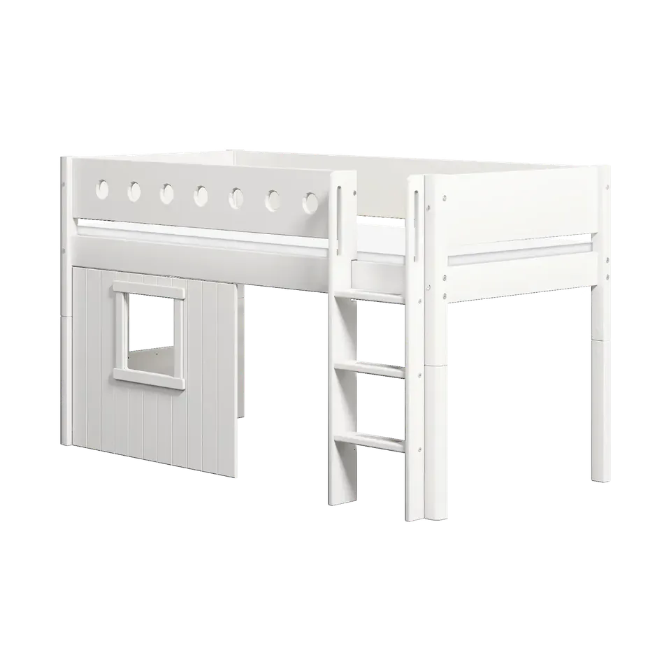 flexa-white-spielbett-baumhaus-120-cm-mit-leiter-und-absturzsicherung-90x200-cm- image 1