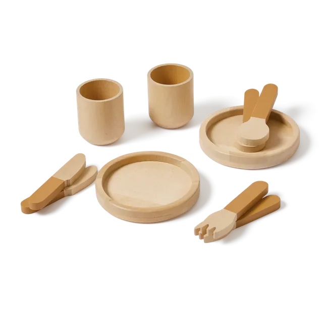 flexa-geschirr-spielset-holz-teller-besteck-und-tassen image 1