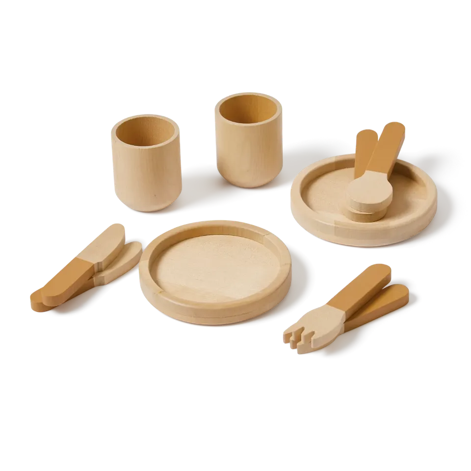 flexa-geschirr-spielset-holz-teller-besteck-und-tassen image 1