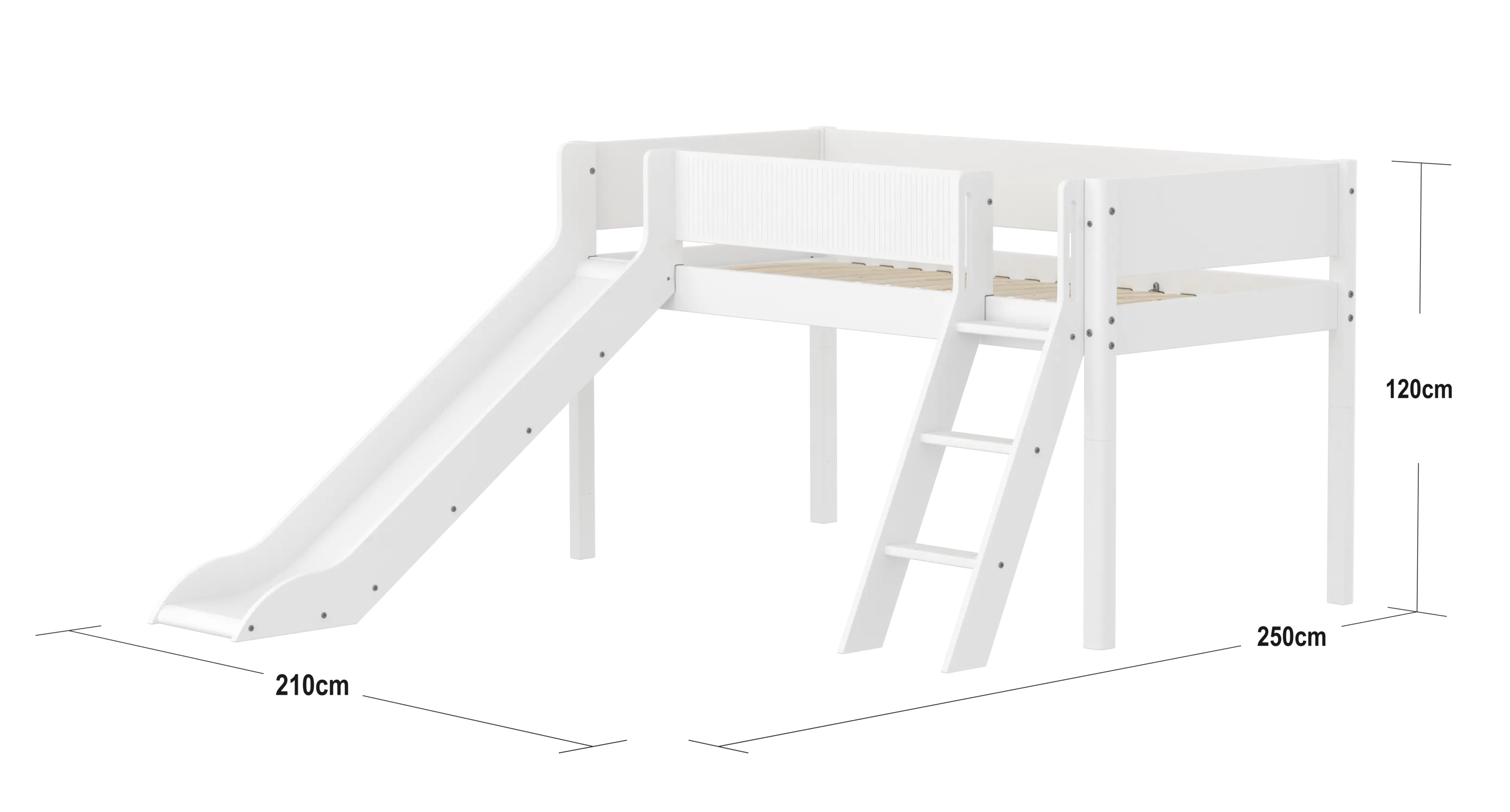 flexa-white-spielbett-120-cm-mit-rutsche-leiter-und-absturzsicherung-90x200-cm-w image 4