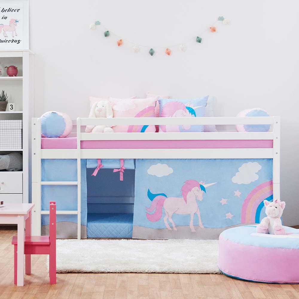 hoppekids-eco-dream-halbhochbett-mit-unicorn-bettvorhang image 7