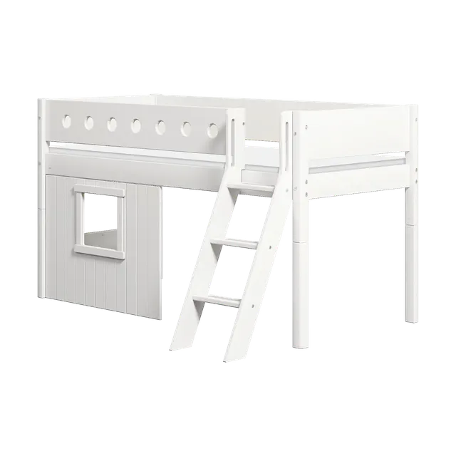 flexa-white-spielbett-120-cm-baumhaus-90x200-cm-mit-leiter-und-absturzsicherung- image 1