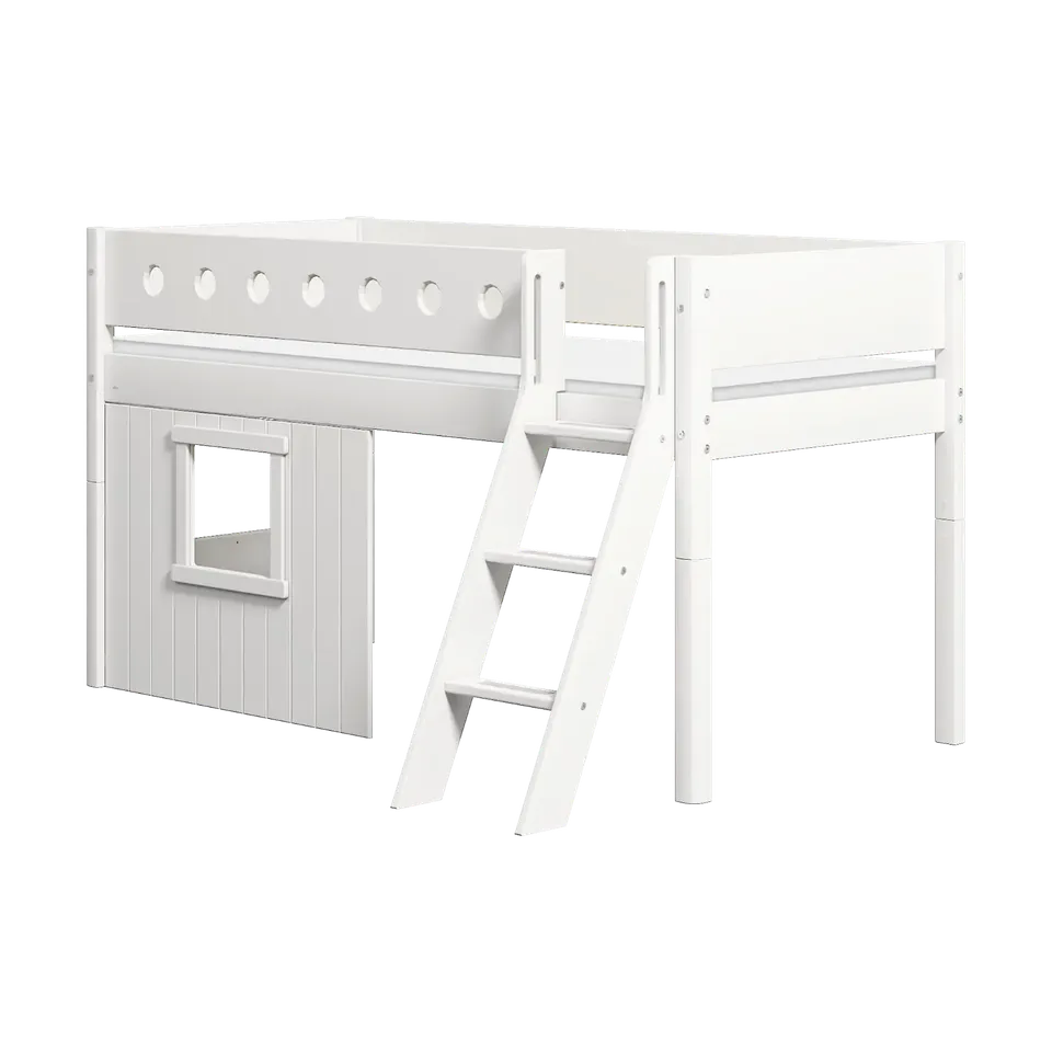 flexa-white-spielbett-120-cm-baumhaus-90x200-cm-mit-leiter-und-absturzsicherung- image 1